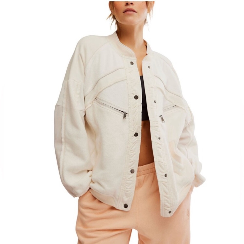Free People! FP Movement Extra Innings Cardi In Ivory Combo NWT! - Picture 11 of 14